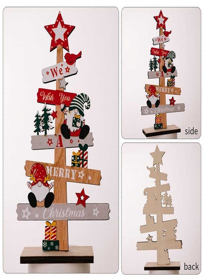 Anikoocory Christmas Tree Gnome Decorations for Home, Tabletop, Wooden Xmas Ornaments for Office Party Tiered Tray Desk Decor (We Wish You A Merry Christmas) - Image 3